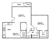 The Sierra floor plan 1 Bedroom 1 Bath 672 sq. ft.